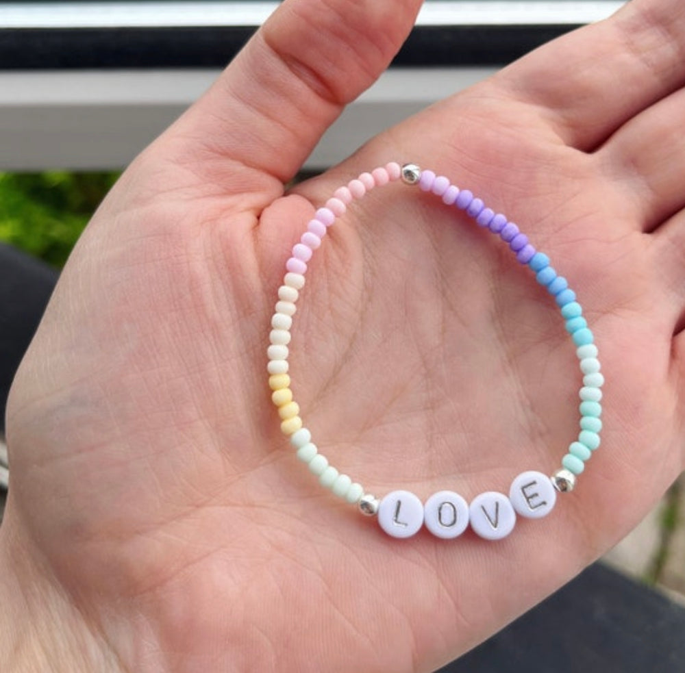 Rainbow beaded friendship bracelet - Positively Beaded