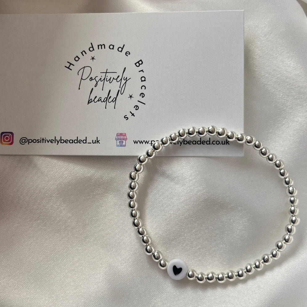 Minimalist heart stacking bracelet - silver - Positively Beaded