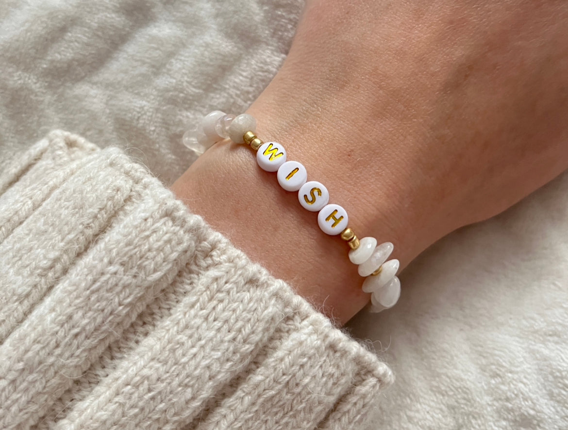 Moonstone personalised bracelet - Positively Beaded