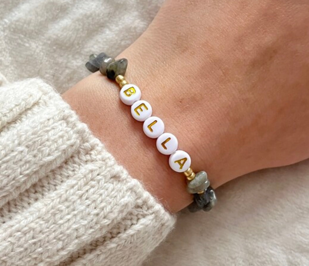 Labradorite personalised crystal bracelet - Positively Beaded