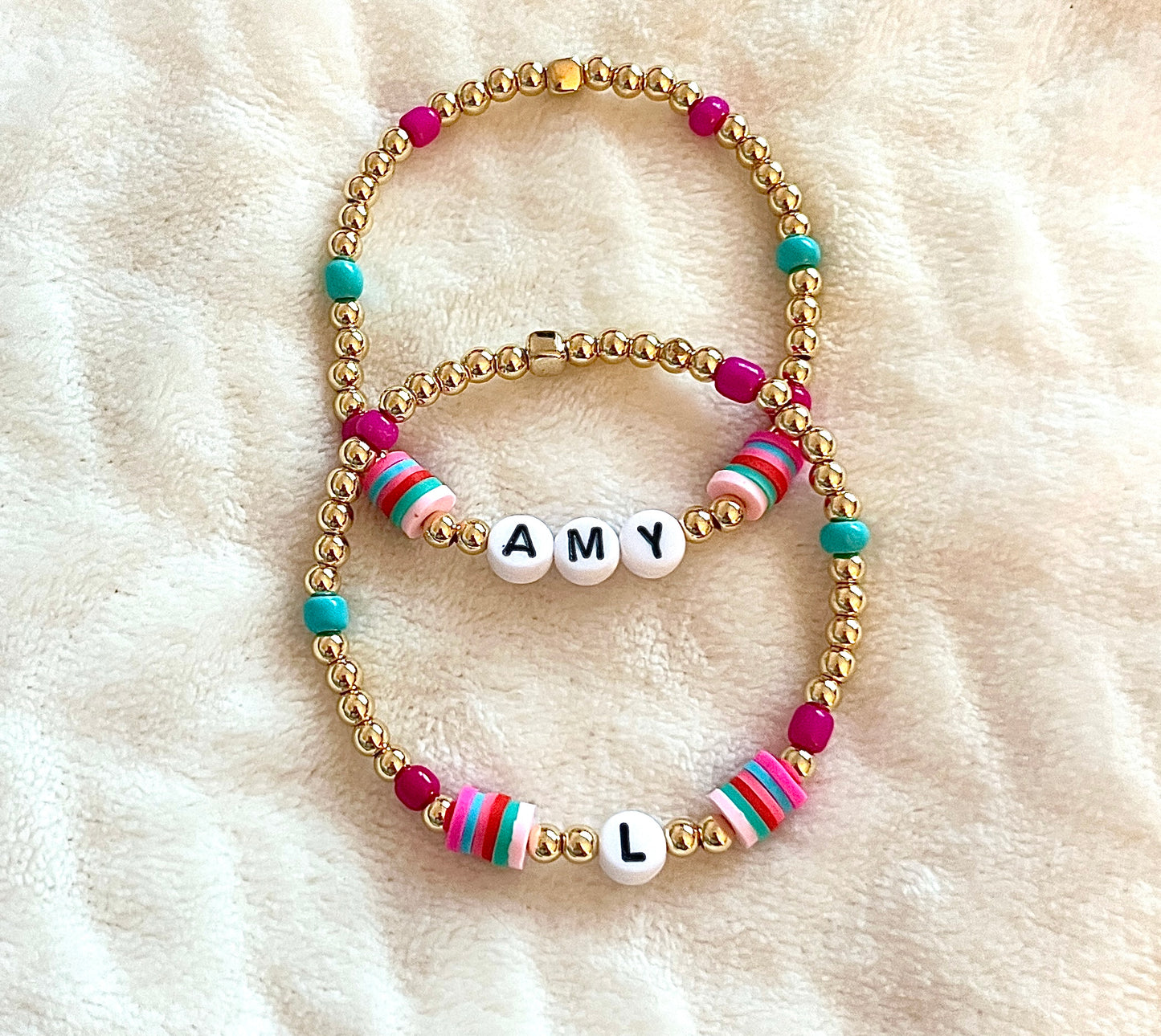 Colour pop gold name bracelet