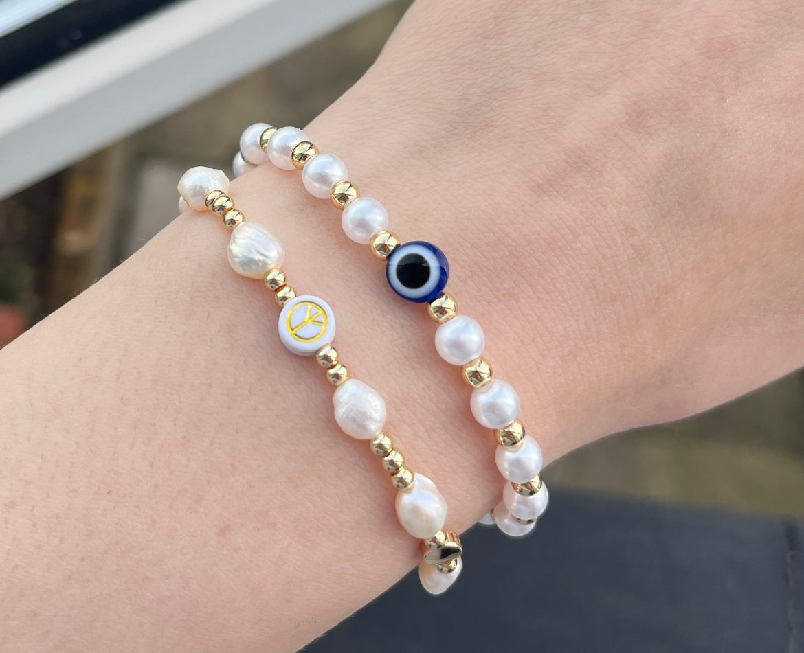 Pearl evil shop eye bracelet