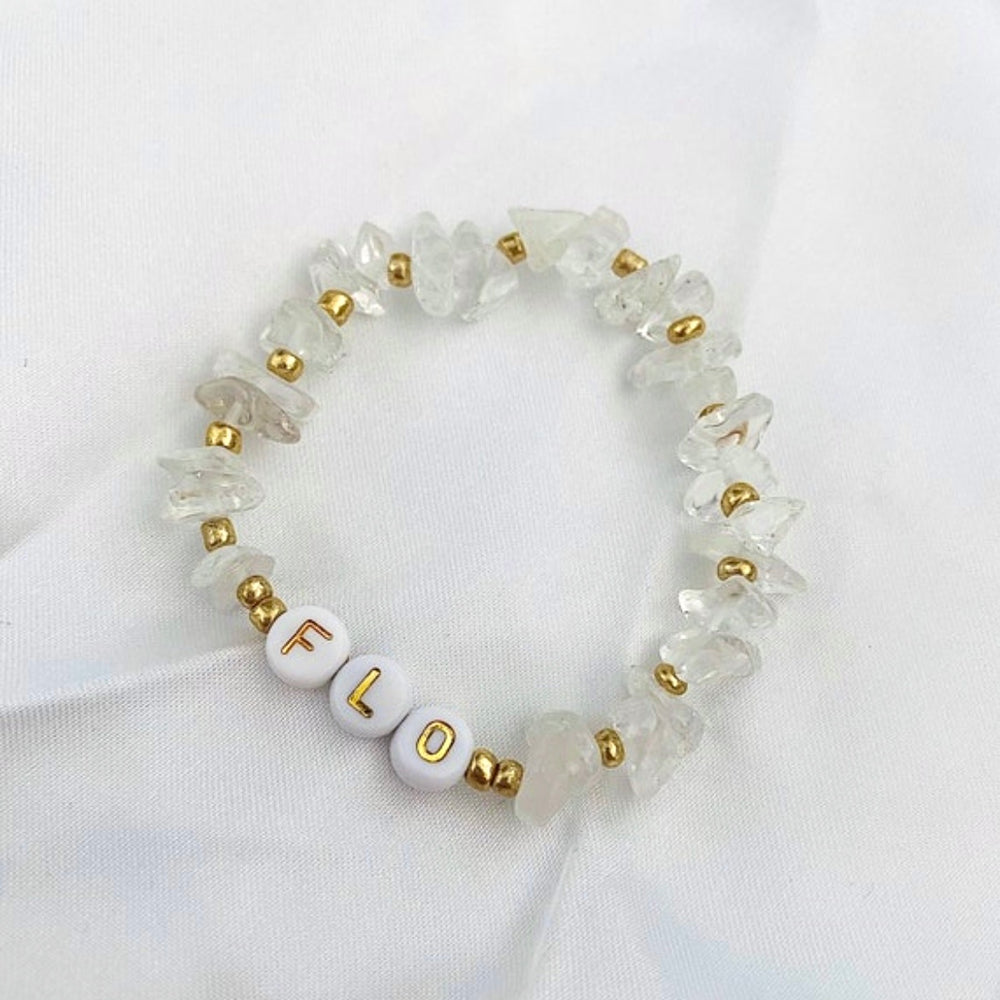 
                      
                        Clear rock crystal personalised bracelet - Positively Beaded
                      
                    