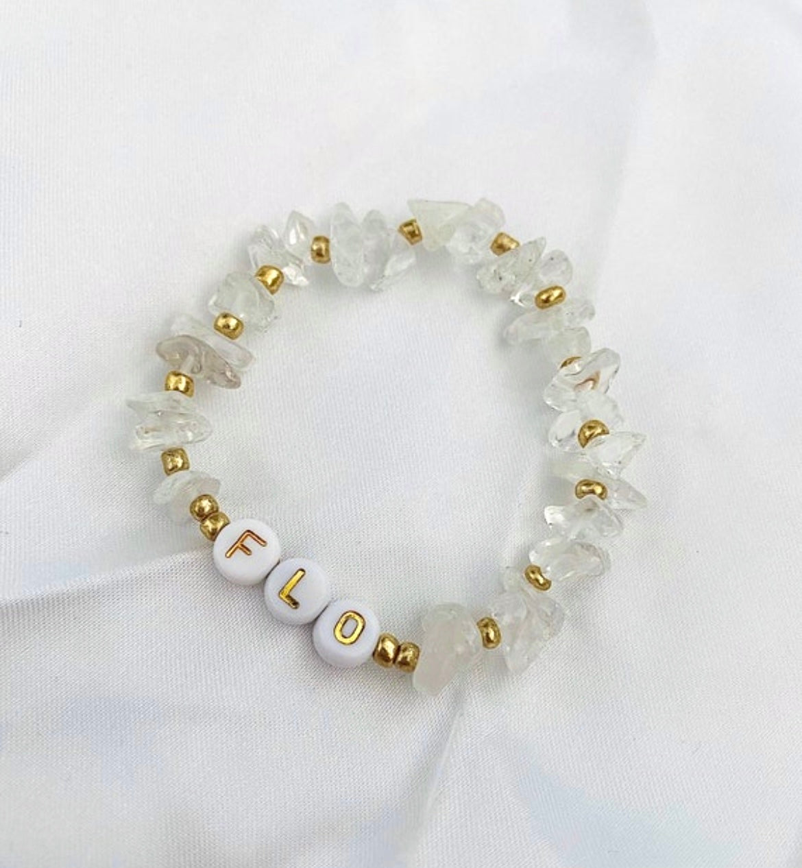 Clear rock crystal personalised bracelet