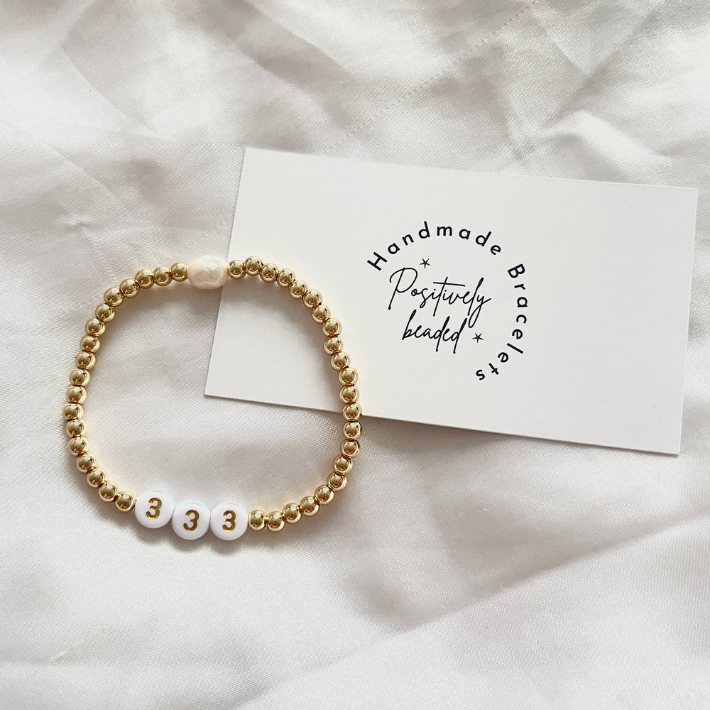Golden number bracelet - Positively Beaded