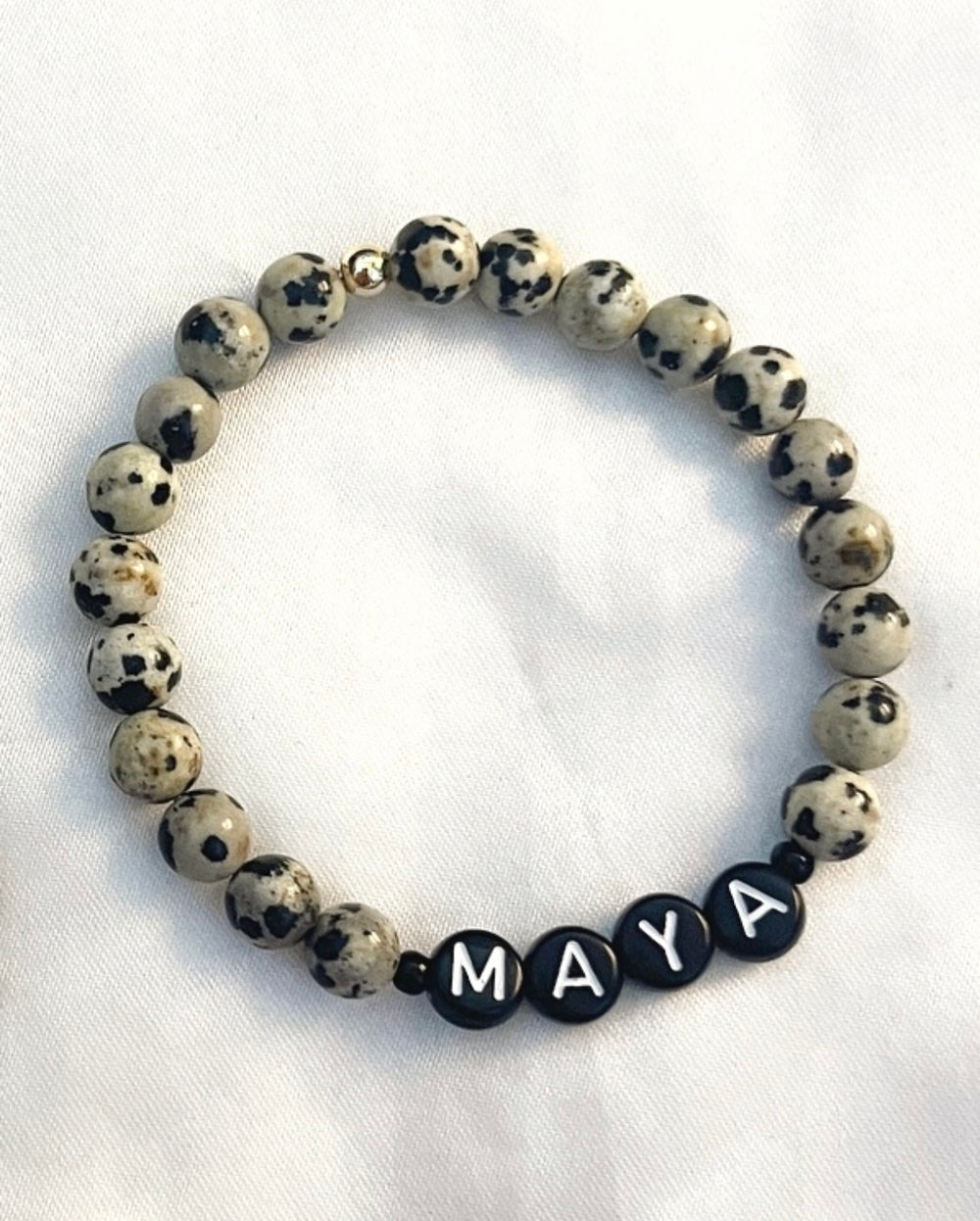 Dalmatian jasper personalised bracelet