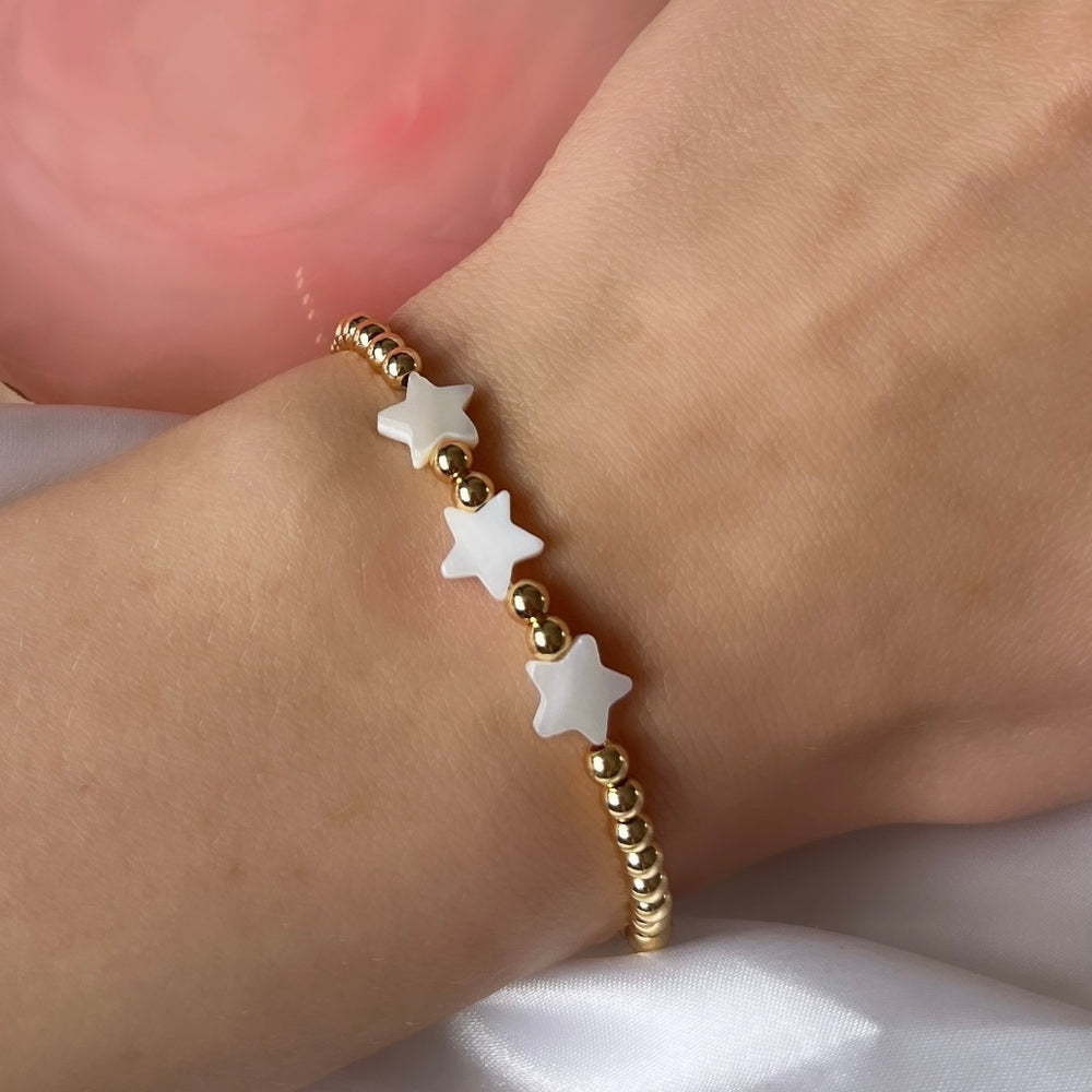 Pearl stars beaded bracelet - Positively Beaded